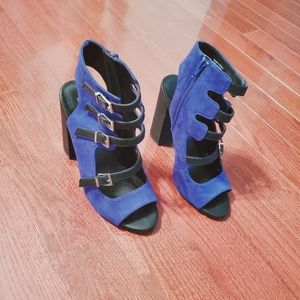 Royal blue block heel